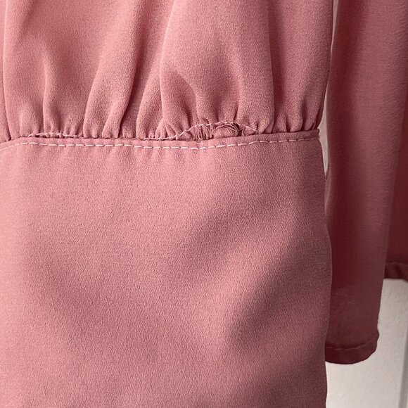 Rose Blush Ruffled Collar Button Down, Medium - Picture 2 of 5